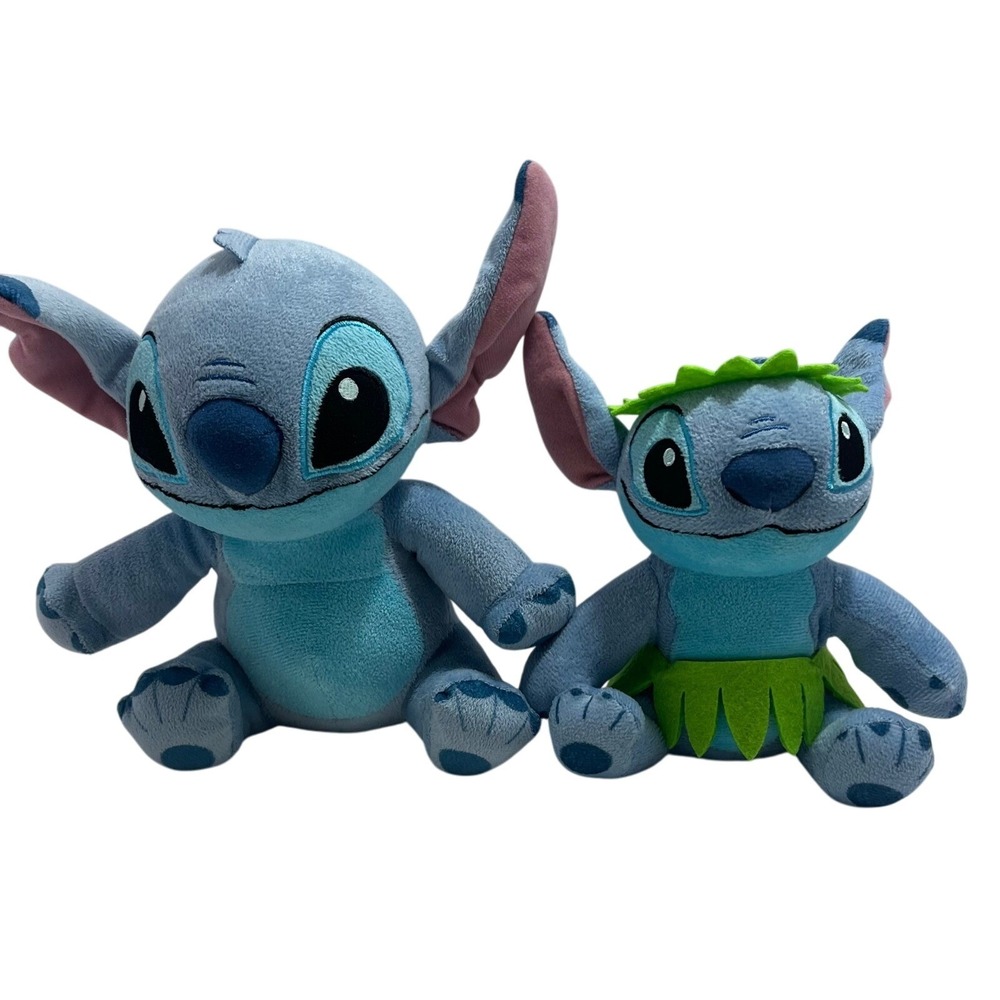 2 Disney Lilo & Stitch Plush‎ Hawaiian Hula Outfit 9" & 7"